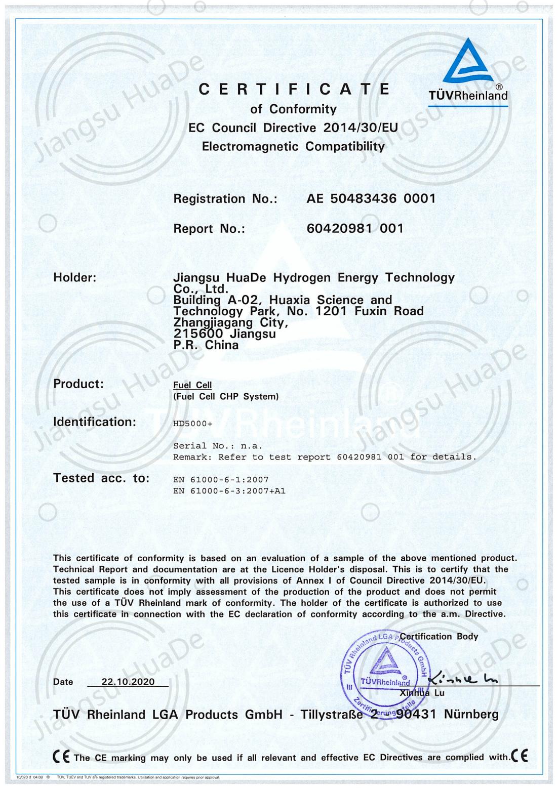 TUV CE EMC -Zertifikat
