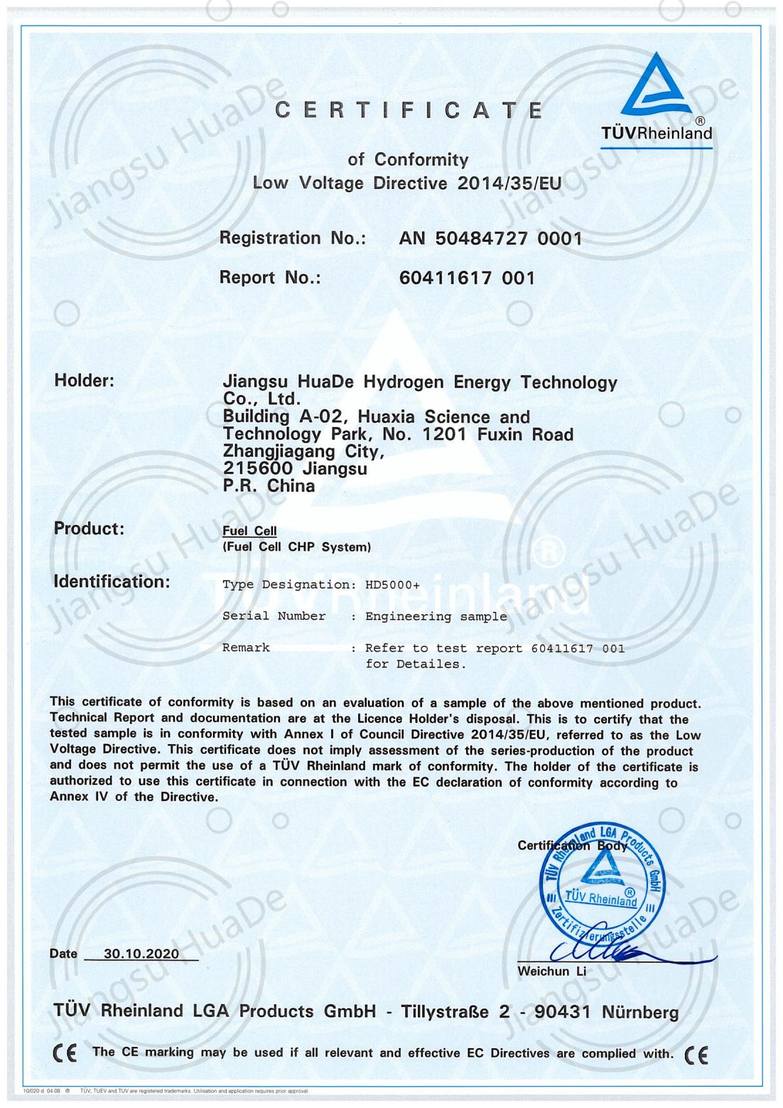 TÜV CE LVD-Zertifikat